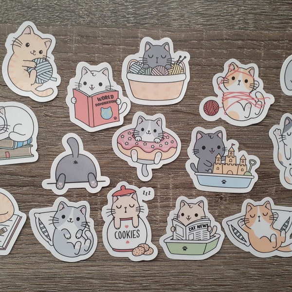Cute Kawaii Cat Sticker Pack | Cute | Fun Stickers | Stickers | Gift ...