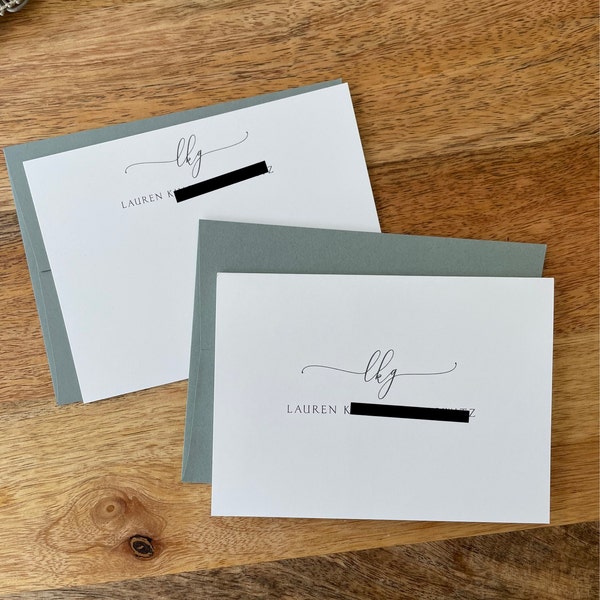 Personalized Note Card Set - EXQUISITE SCRIPT MONOGRAM - Women's ...