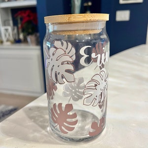 Monstera Leaves Libbey Glass Can Wrap - Boho SVG - Digital Download SVG ...