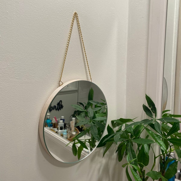 Round Mirror on a Chain Wall Hanging Mirror Wall Decor Circle Mirror ...