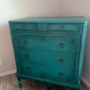 teal and grey dresser Flower Bone Inlay 6 Drawer Dresser Teal Green