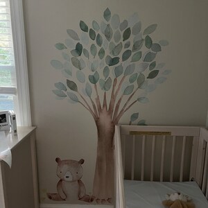Autocollant Mural Amovible Forêt Animaux - Ours, Loup, Renard, Lapin - Aquarelle Multicolore