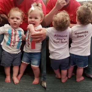 almond joy and mounds onesies