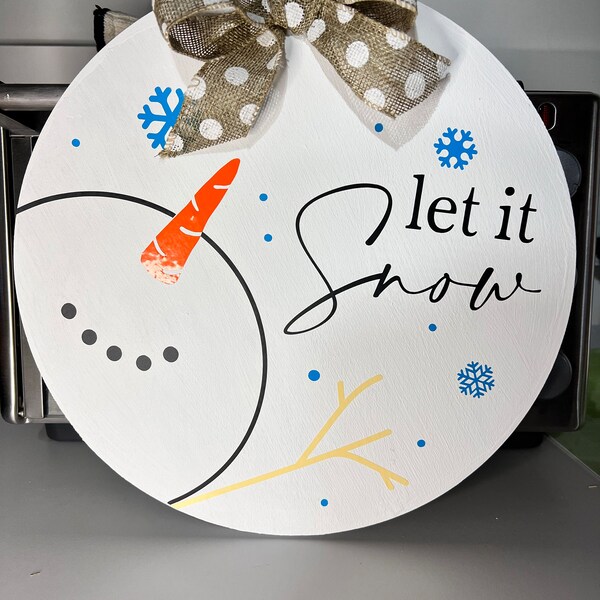 Let It Snow Snowman SVG | Christmas Round Sign Design - Etsy