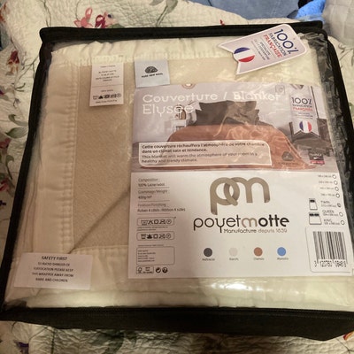 Couverture Aubisque en laine woolmark 220x240 cm bois de rose et dragée