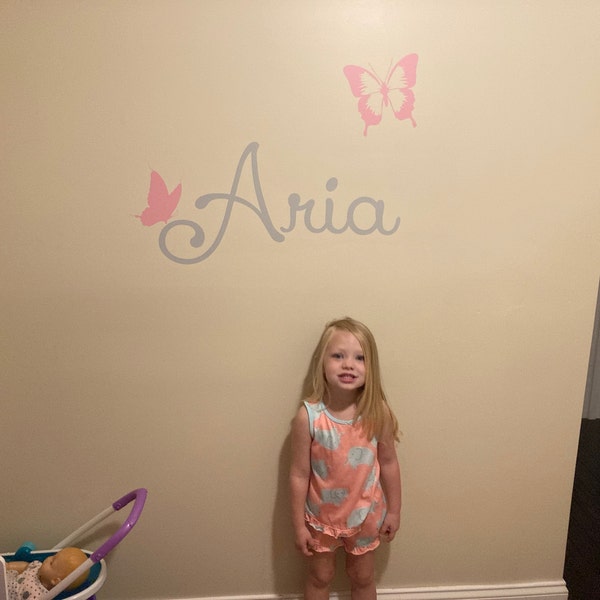 Personalized Name Butterfly Wall Decal - Custom Name Butterfly Wall ...