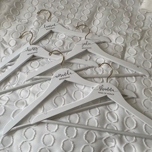 Personalized Bridesmaid Hangers - Wedding Hanger - Wooden Engraved Hanger - Bridal Dress Hanger - Wedding Name Hangers HG100 photo