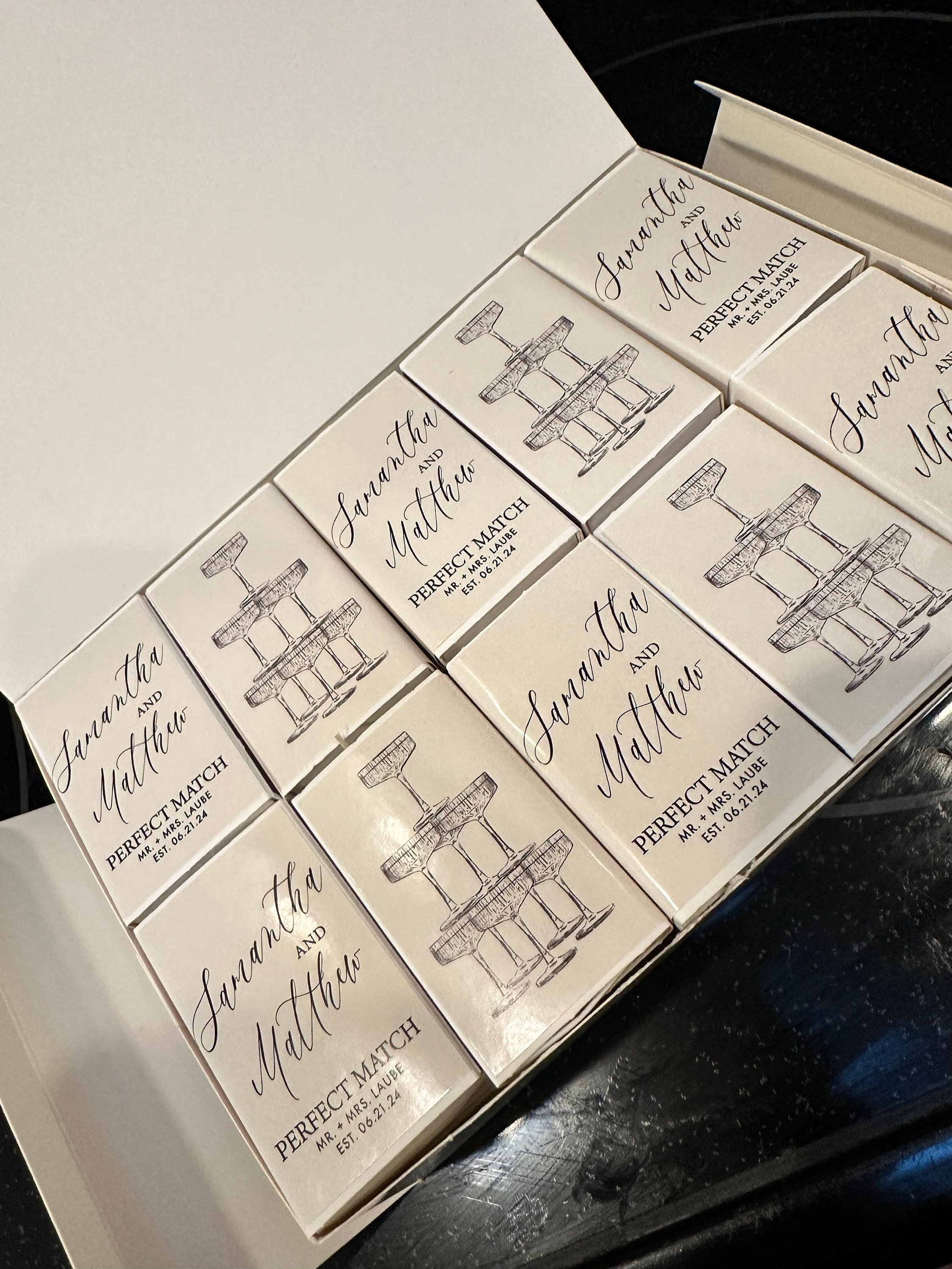 (Set of 50)Personalized Matches, Wedding Favors, Champagne Tower, Reception Favors, Bridal Shower, Engagement, Custom Party Favors