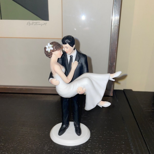 Custom Wedding Cake Topper - Romantic Bride and Groom - Bride Swept up ...