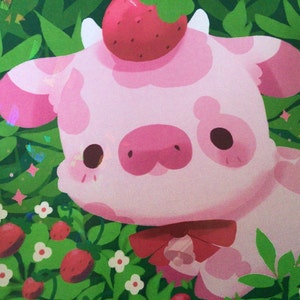 Strawberry Cow Art Print 5 X 7 - Etsy Hong Kong Strawberry Cow Art Print 5 X 7 - Etsy Hong Kong