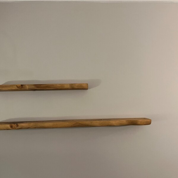 Hand Carved Rounded Edge Solid Wood Shelf With Iron Brackets: Custom ...