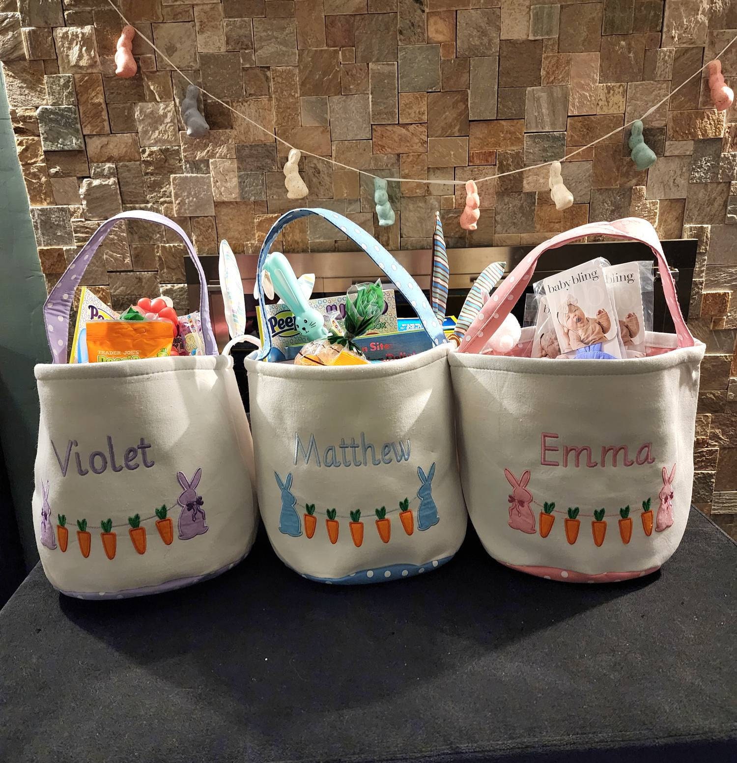 Easter basket, Personalized Easter Basket, monogram easter basket, girls basket, boys basket, girls easter basket, embroidered, rabbit