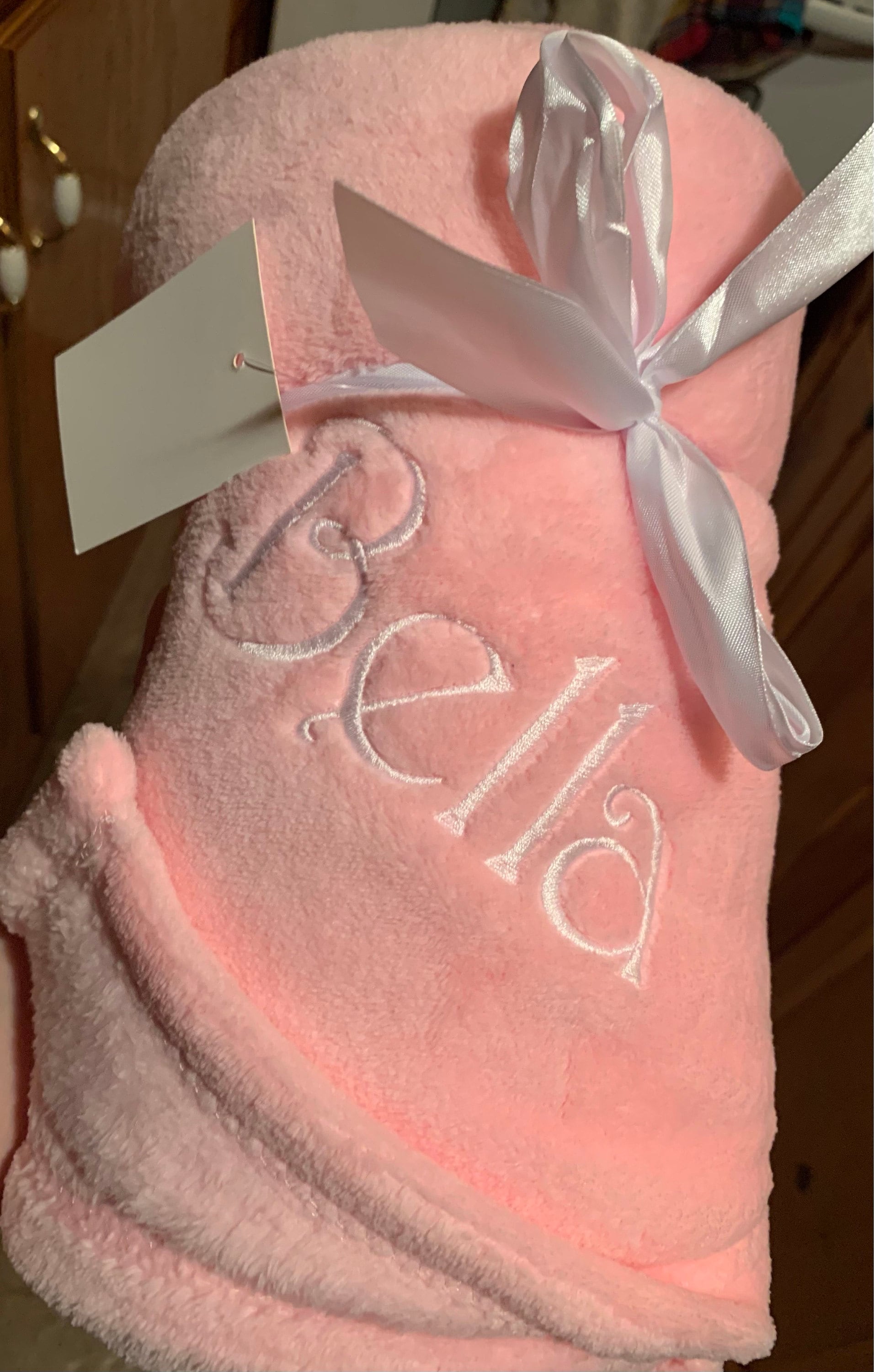 Monogrammed Plush Fleece Blanket Throw - Several Colors - Personalized Customized Gift Embroidered