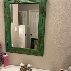 Rustic Framed Mirror Rustic Décor 30 X 30 Vanity Mirror, Vintage Mirror