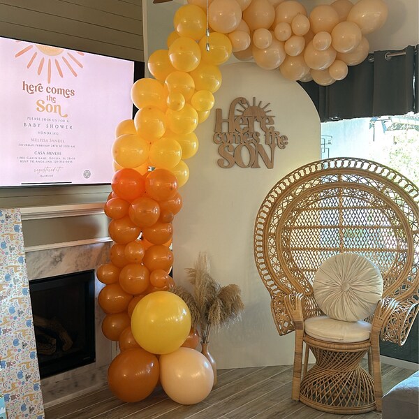 Here Comes the SON Wooden Baby Shower Backdrop Sign | Baby Shower Decor ...