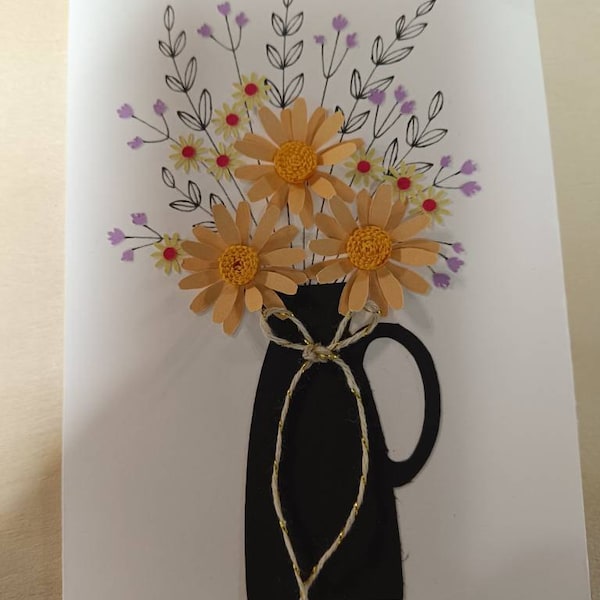 3D Flower Card, Daisy Greeting Card SVG Template for Cricut and ...