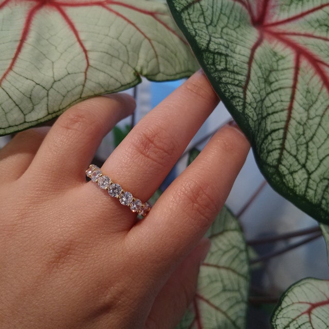 Round Diamond Eternity Band in Gold by Caitlyn Minimalist Round Diamond Eternity Band in Gold by Caitlyn Minimalist