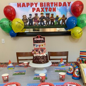 Roblox Birthday Banner Roblox Party Supplies Roblox Birthday Etsy - 90 off sale roblox birthday party digital banner roblox etsy