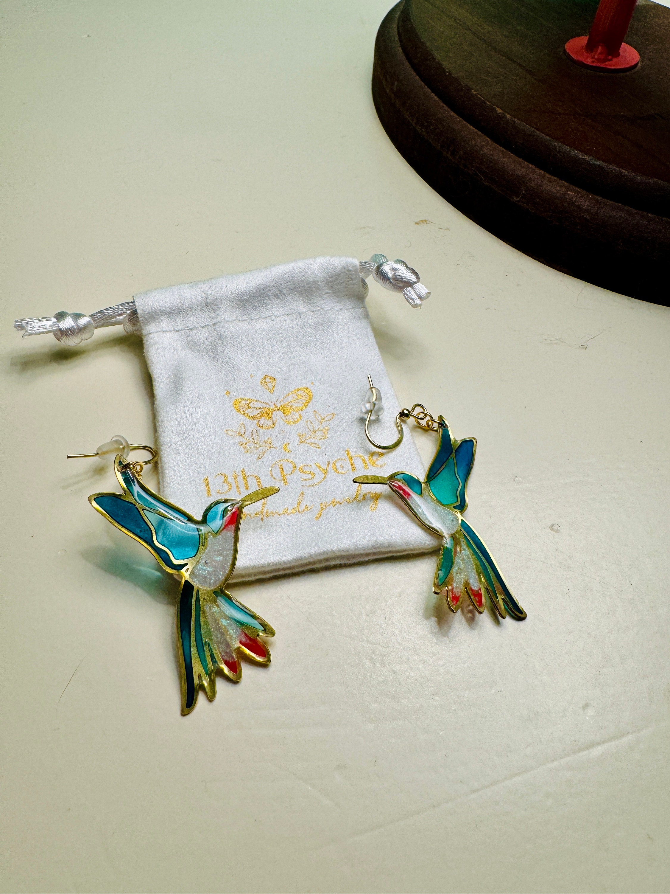 Hummingbird earrings Nature inspired, fairycore, bird earrings, hummingbird jewelry, fairy earrings, botanical earrings, Statement Earrings