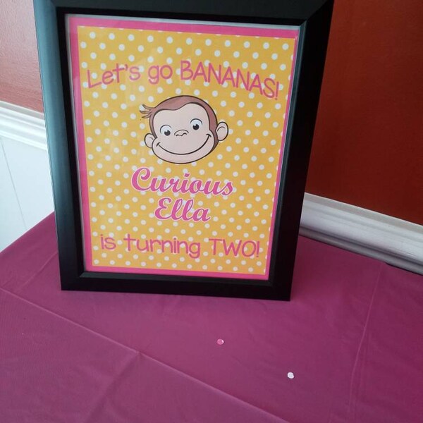 Curious George Birthday Welcome Sign DIY - Personalized - Printable ...