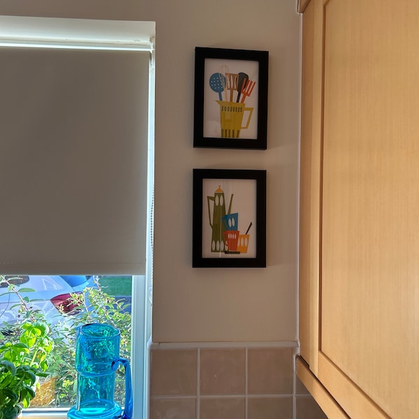 Kitchen Print Set, Mid Century Modern, Set of 2 Prints, Mid Century ...