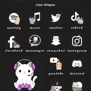 Cute Cats Black Edition iPhone Icons Bundle