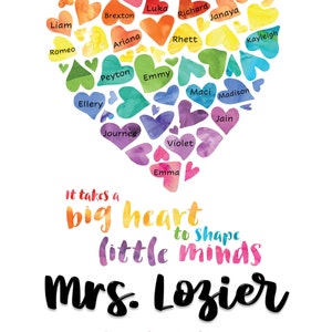 Custom Teacher Heart Printable Personalized Teacher - Etsy