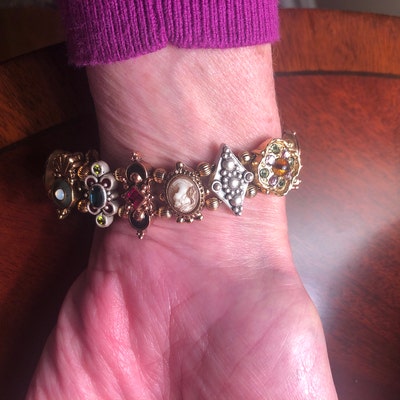 Gold Victorian Slide Bracelet, Vintage Charm Bracelet, Vintage Bracelet ...