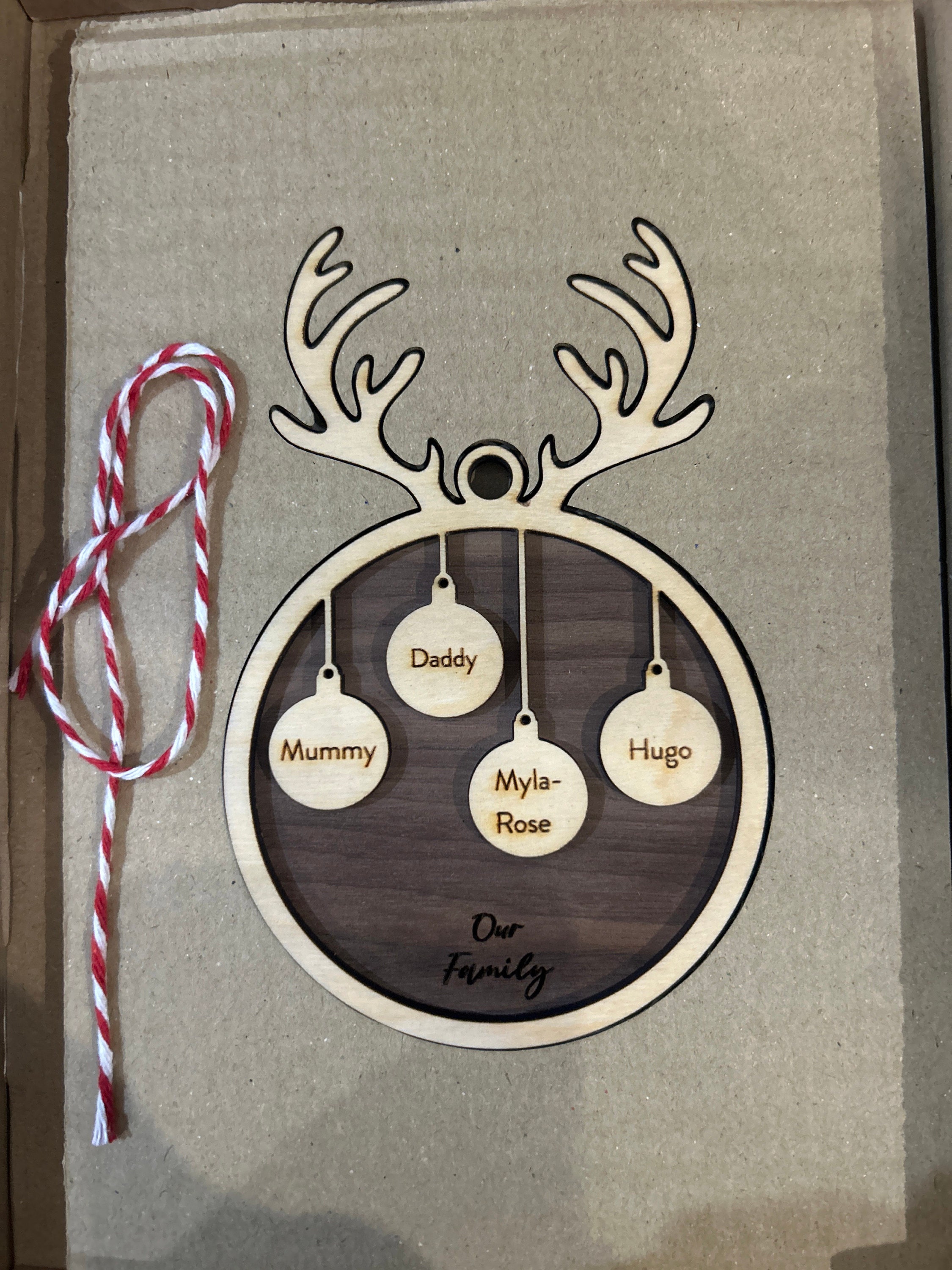Personalised Family Christmas Ornament, Hanging Stockings, Custom, Family Gift Decor, First Family Christmas Decoration, Names, 2021 2022