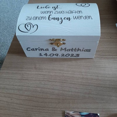 Kleine Truhe mit Spruch für die Hochzeit personalisiert mit Etsy.de