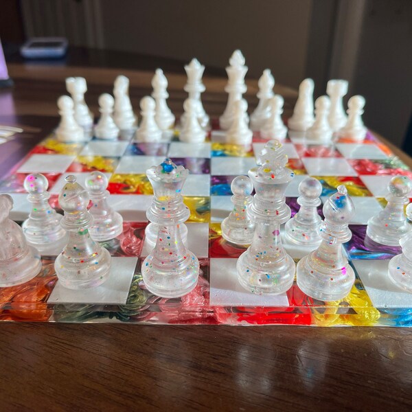 Custom Resin Rainbow Chess Set - Etsy