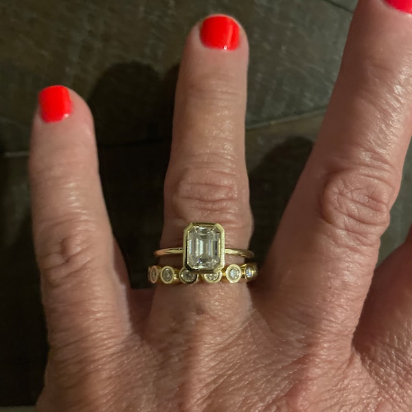 14k 18k Gold Full Diamond Moissanite Eternity Ring, Stackable Ring ...