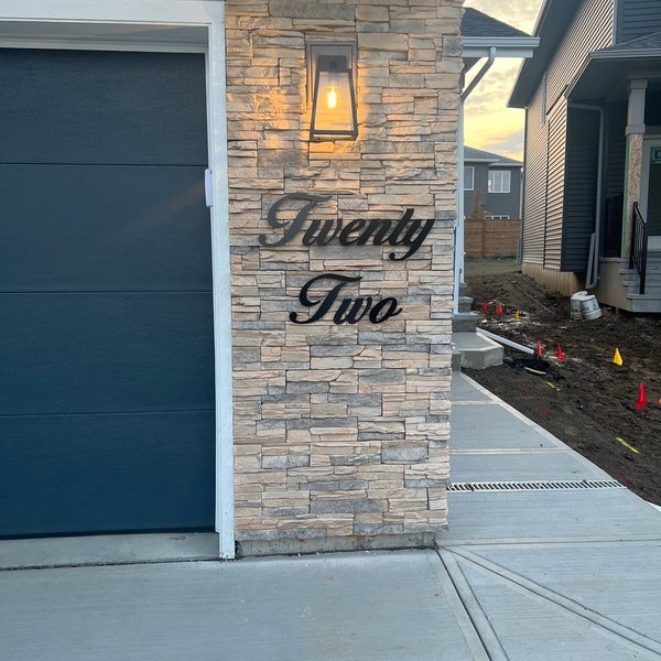 Glossy Black House Address Number Sign | Modern Address | Cursive ...