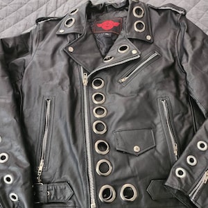 ETERNAL OCTOBER Punk Horror Halloween Studded Spiked Painted Jacket ...