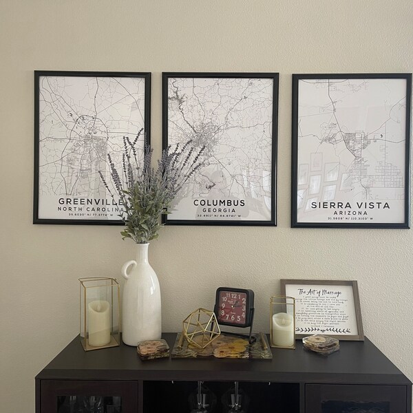 Personalized City Map Print Set: Custom Home Town Art (set of 3) - Etsy