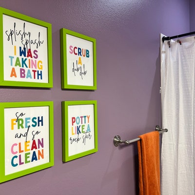 Kids Bathroom Art Set Bathroom Wall Prints Set of 3 Girls - Etsy