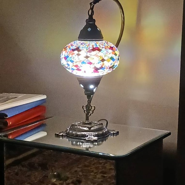 Turkish Mosaic Floor Lamp – 9 Globe Handmade Moroccan Standing Lamp, 70 Inches Tall