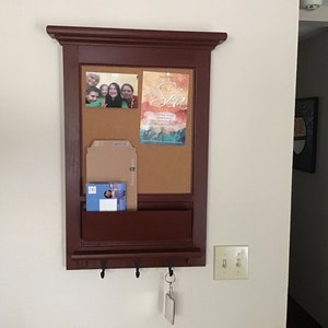 Cork Bulletin Board With Wooden Pegboard - 15.1x15.1 Inch Wall Mounted Organization Display