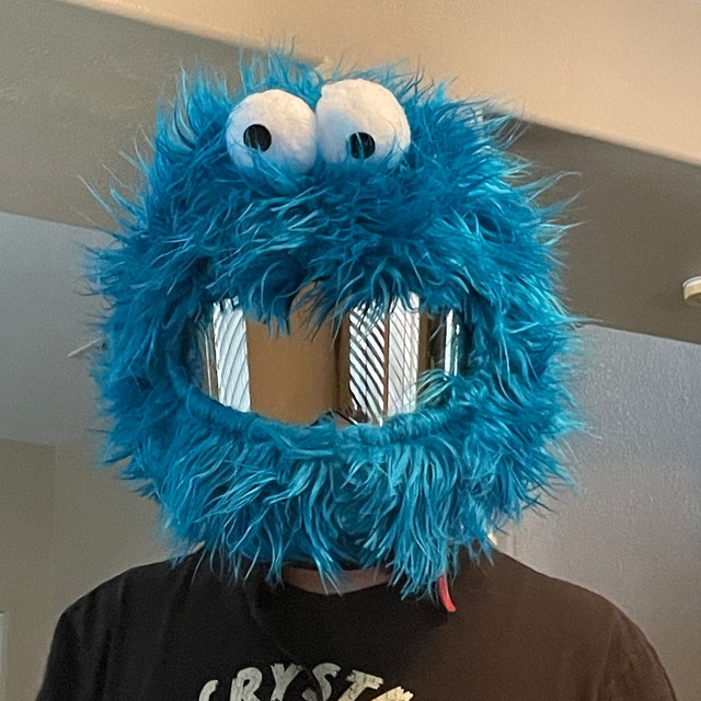 Cookie Monster Motorcycle Helmet Cover NEW! Blue Cookie Critter