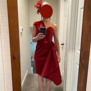 Red Asymmetrical Race Day Dress | Elegant Cocktail Dress | Kentucky Derby  Style | High Society Look - Etsy