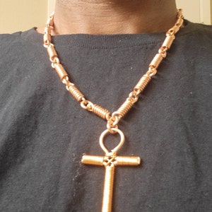 Copper Ankh Necklace, Handmade Copper Links. Egyptian Symbol. Divine Feminine, Divine Masculine. Copper Jewelry, Original Design.