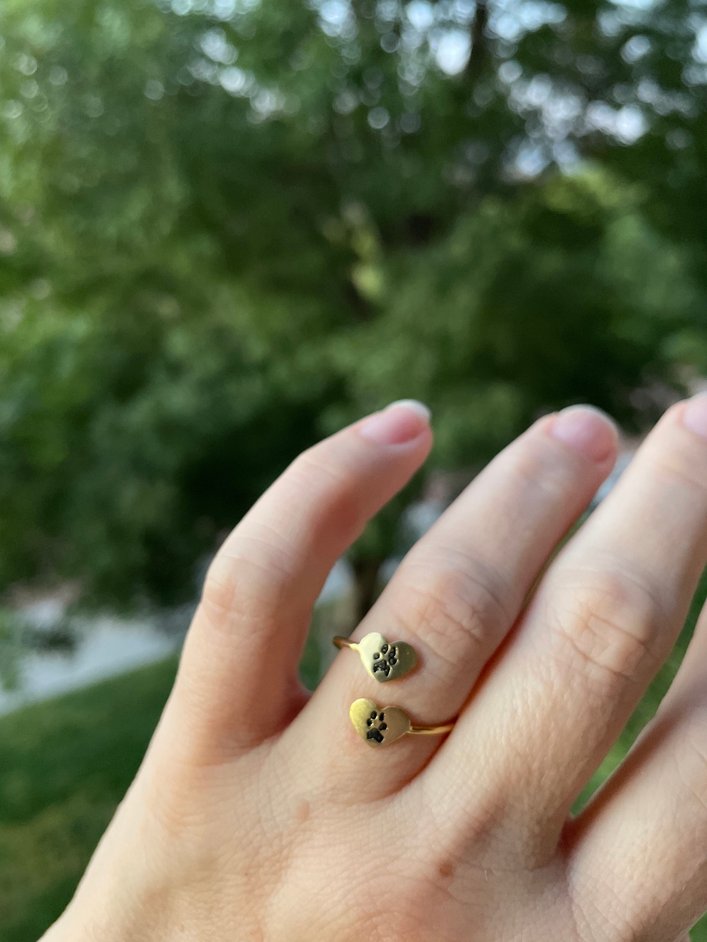 Double Heart Fingerprint Ring, Custom Fingerprint Ring, Personalized Fingerprint Jewelry, Wrap Coil Ring, Loss Memorial Gift