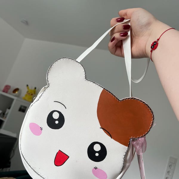 Anna-Kaci Strawberry Charm Keychain with Faux Leather Straps and Gold-Tone Details