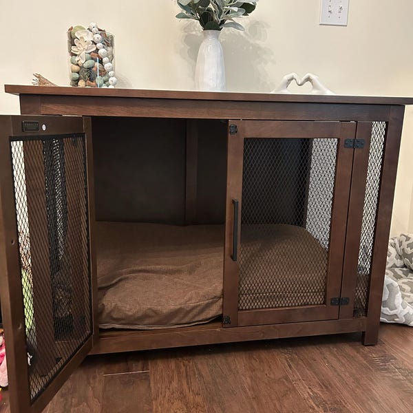 View of Washable Dog Crate Cover in Natural - Etsy