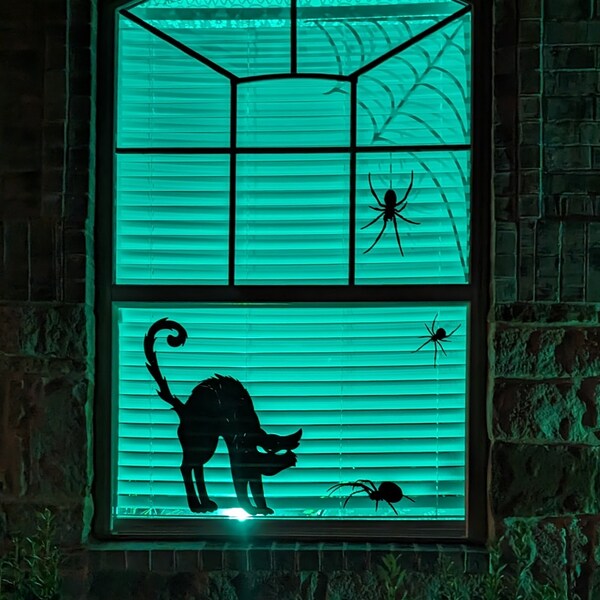 Corner Spider Web With Spider Decal Sign Bats Halloween Holiday Vinyl ...