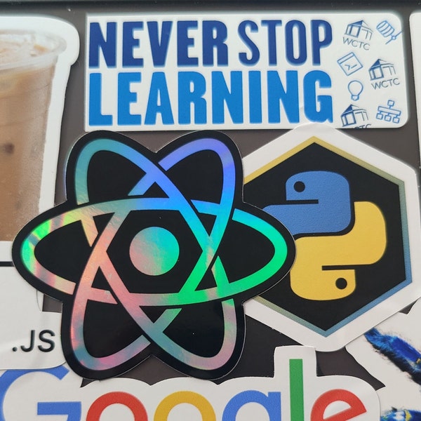 Holographic React Sticker - Etsy