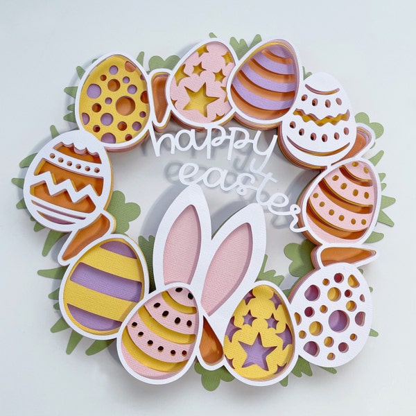 3D Happy Easter Wreath- Mandala Layered Digital Cut File - Etsy