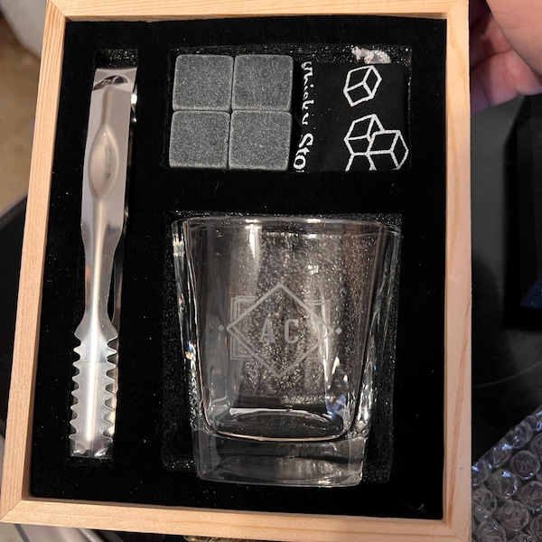 Personalized Whiskey Glass Set With Wooden Box, Groomsmen Gift, Best ...