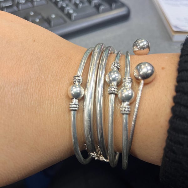 Stacking Bangle in Sterling Silver, Sterling Silver Bangle Set, Set of ...