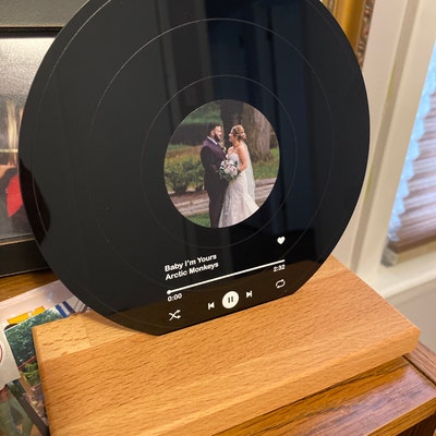 Personalized Music Photo Wooden Frame Record Player Wedding Song